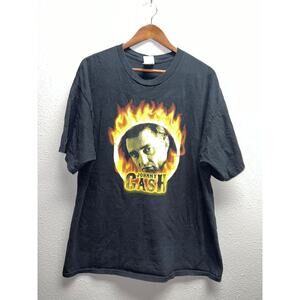 Vintage Johnny Cash Shirt Ring Of Fire Musician Black Graphic Tee Delta VTG XL